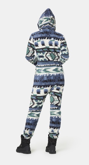 Onepiece Aztec Fleece Jumpsuit Blue print
