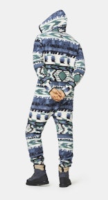 Onepiece Aztec Fleece Jumpsuit Blue print