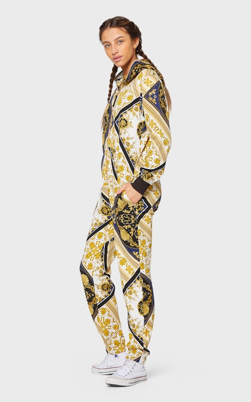 Onepiece Baroque Print Jumpsuit Off White