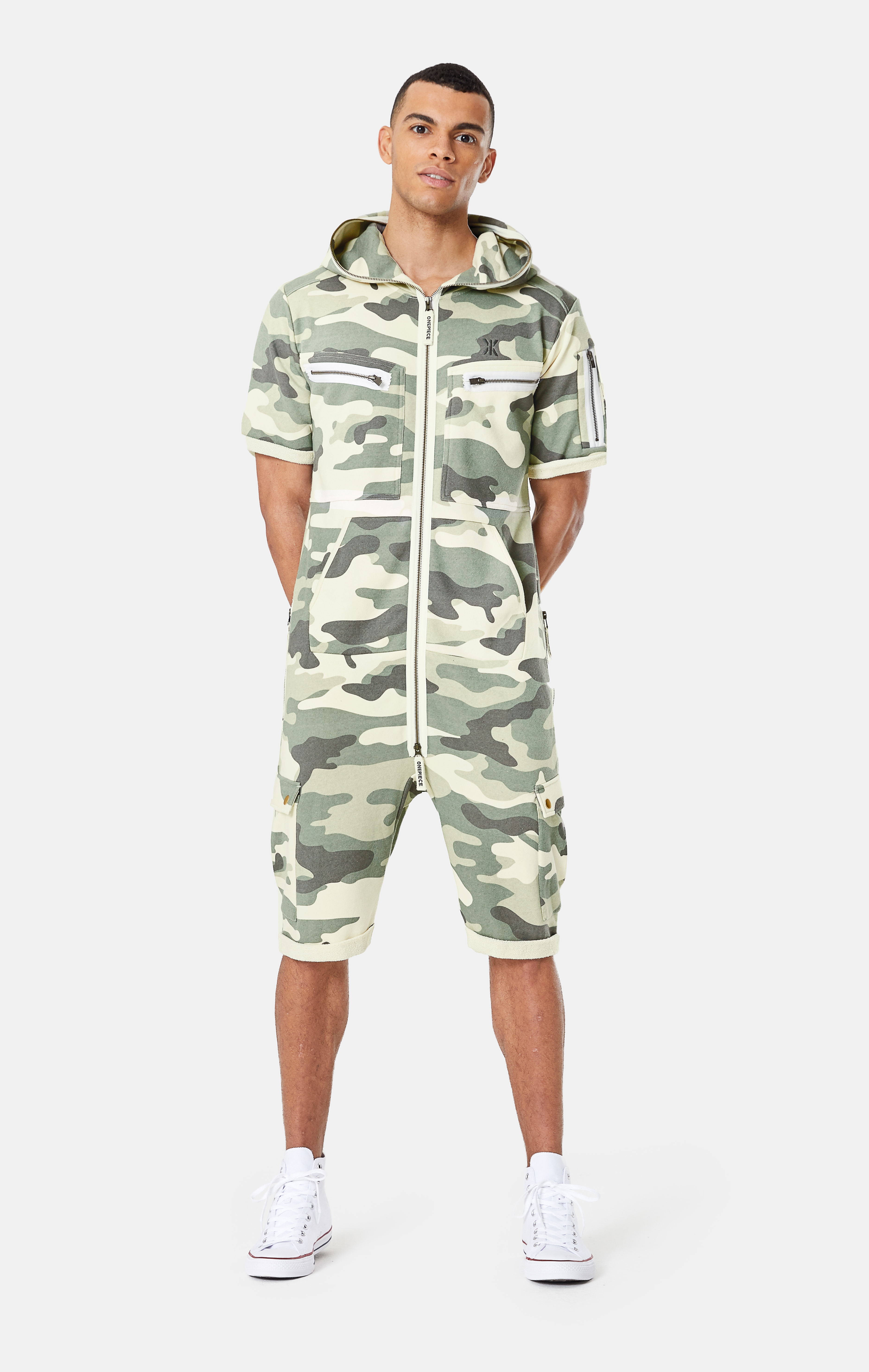 camouflage short jumpsuit