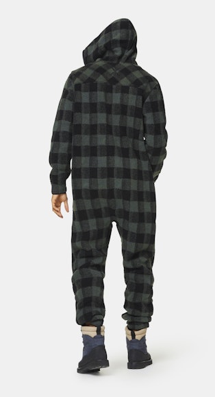 Onepiece Checkered Fleece Jumpsuit Vert