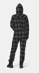 Onepiece Checkered Fleece Jumpsuit Green