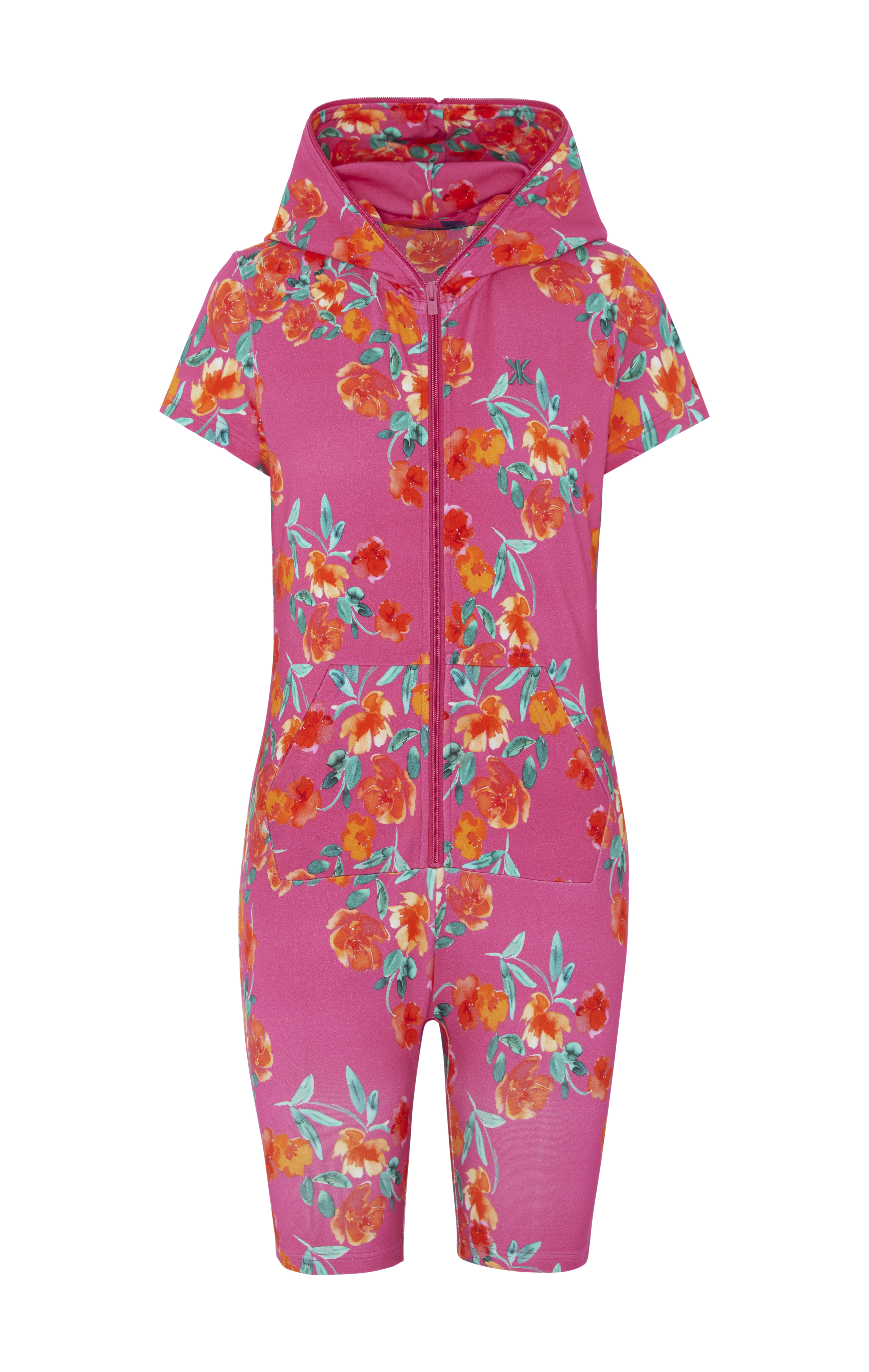 Flourish Fitted Short Jumpsuit Pink Bedruckt