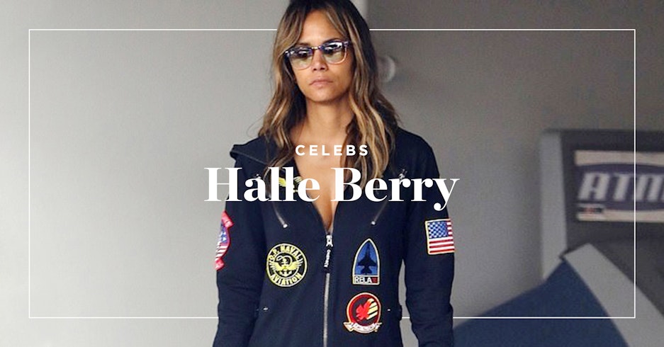 查看我們的最新消息: Halle Berry en combinaison Aviator Onepiece