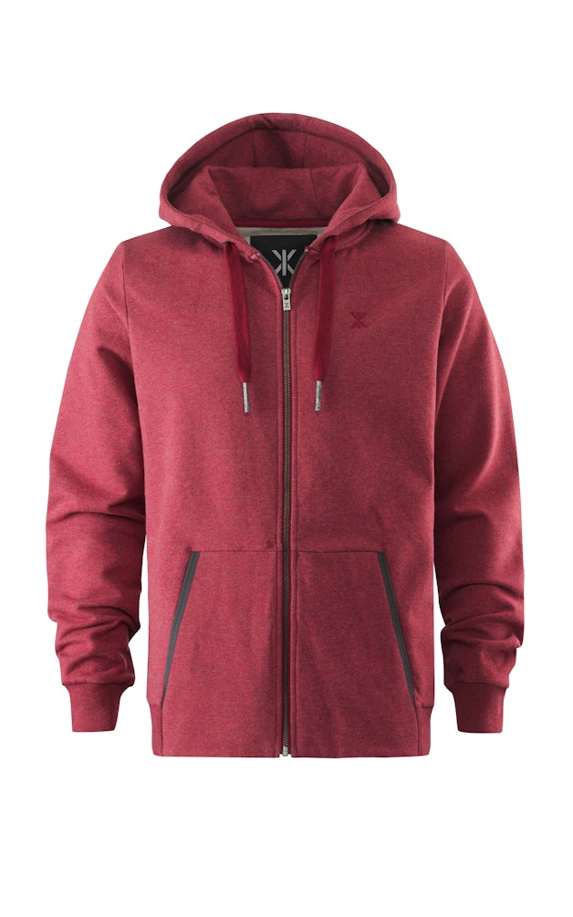 Out Zip Hoodie Red Melange Jacket Onepiece