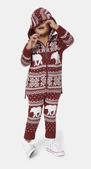 Onepiece Polar Bears are Coming KIDS jumpsuit Dark red