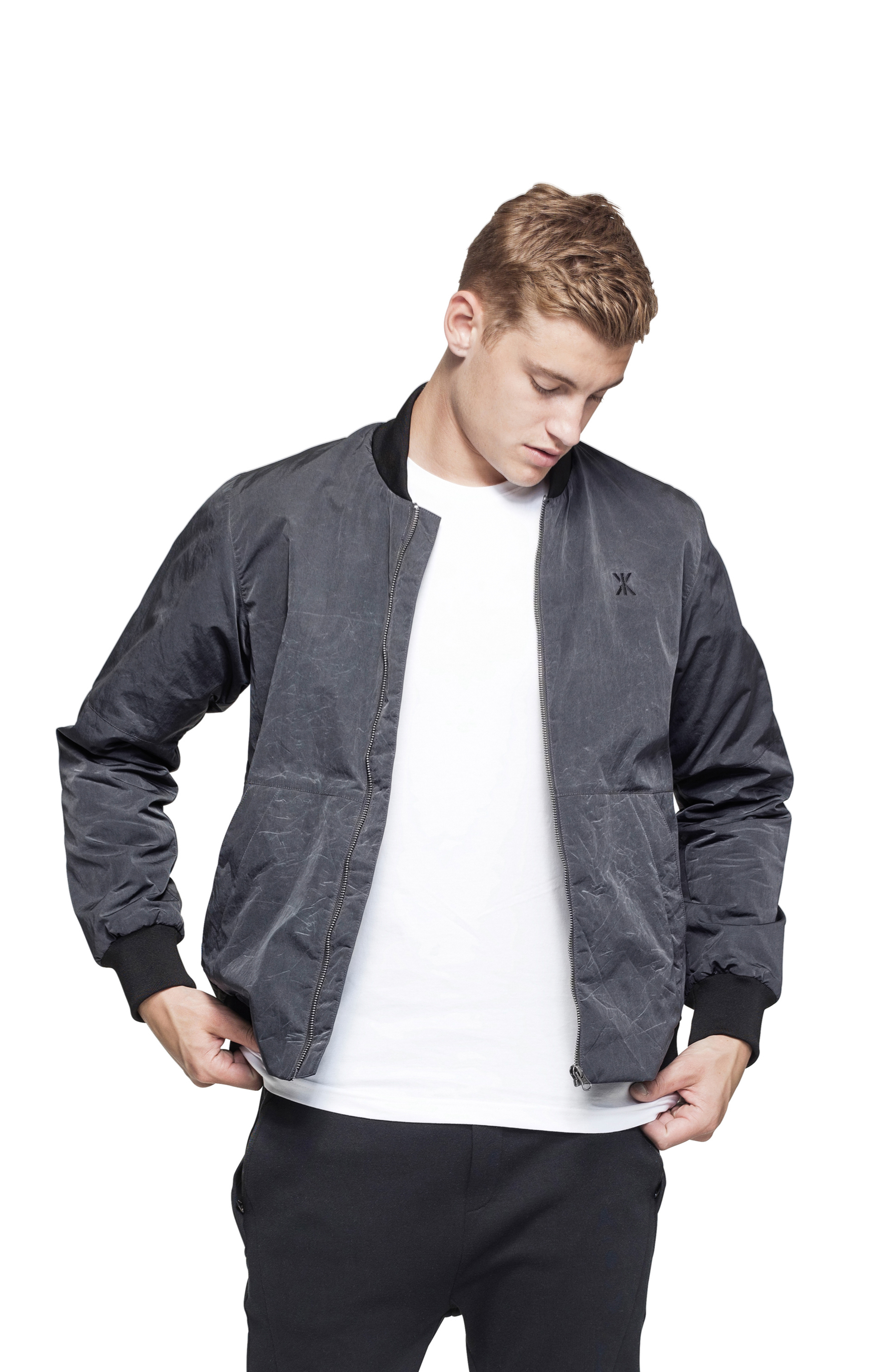 dark grey bomber jacket mens