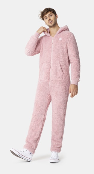 Onepiece Teddy Fleece Jumpsuit Soft Pink