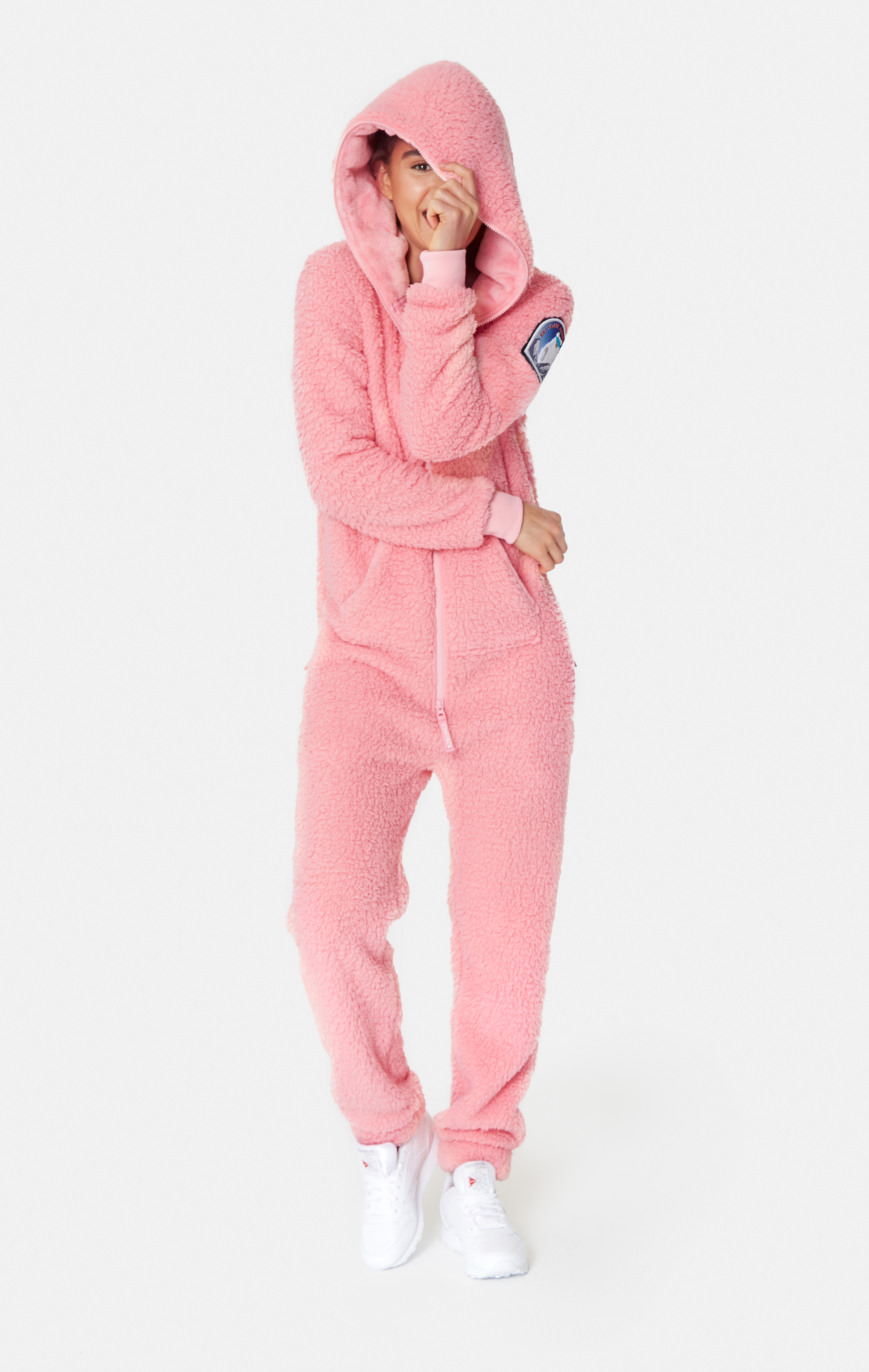 pink work jumpsuit