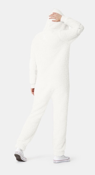 Onepiece Teddy fleece jumpsuit Off White