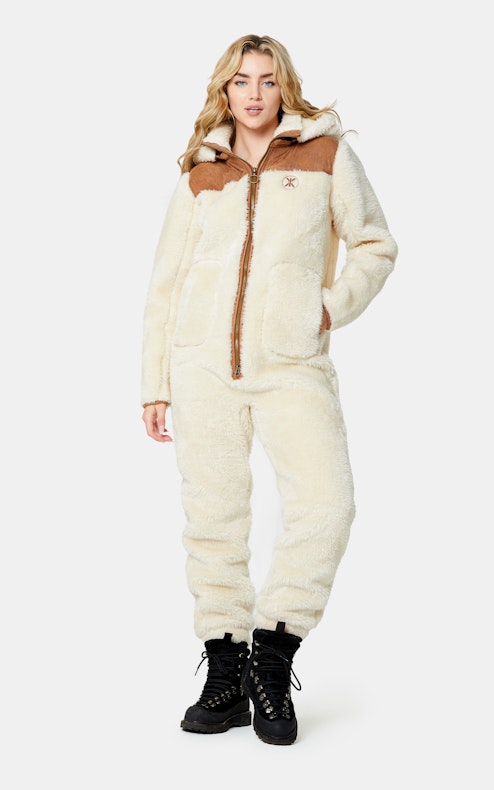 Onepiece Vegan Shearling Jumpsuit Off White