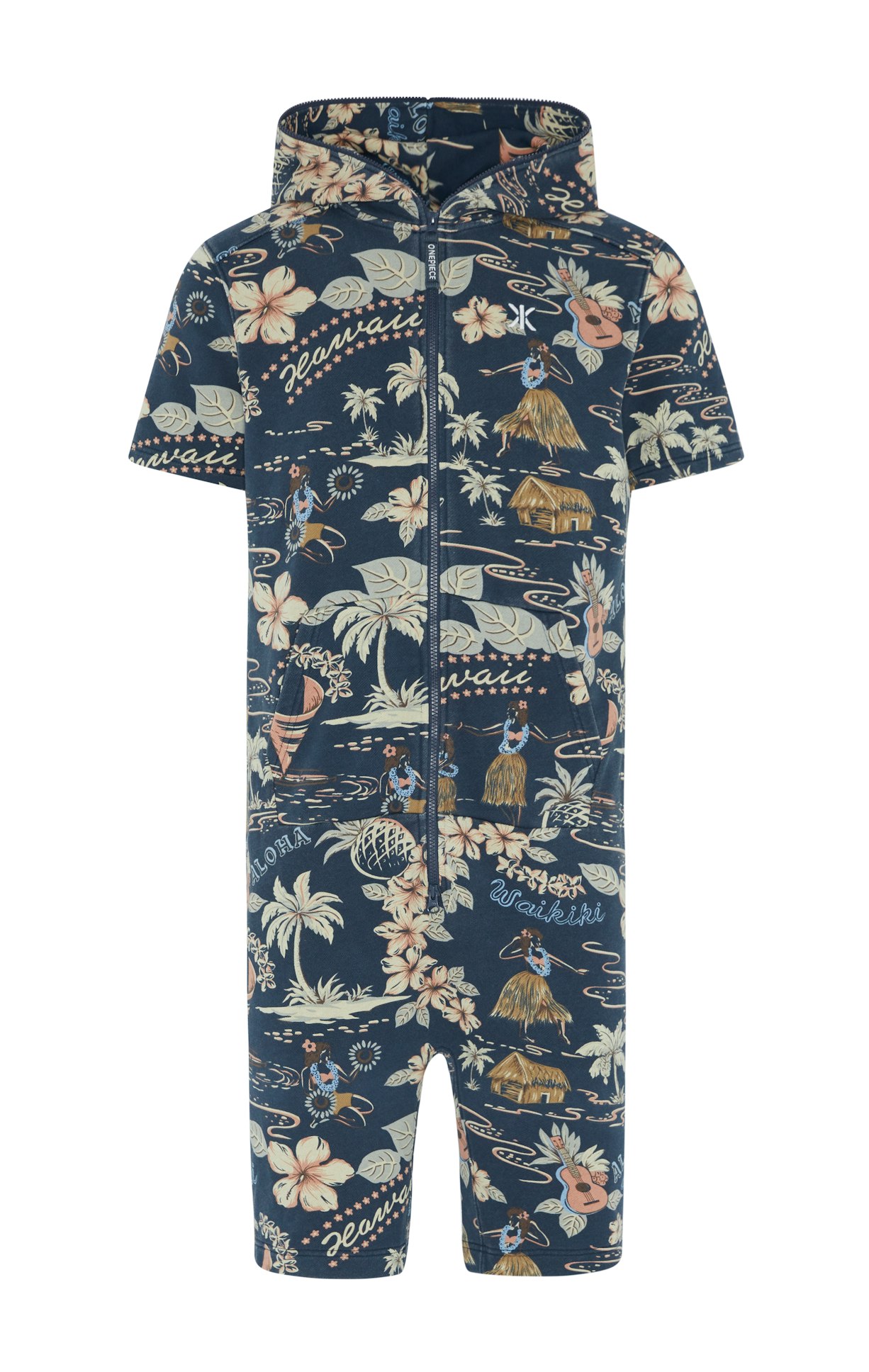 Vintage Aloha Short Jumpsuit Blau