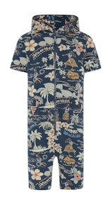 Onepiece Vintage Aloha Short Jumpsuit Navy
