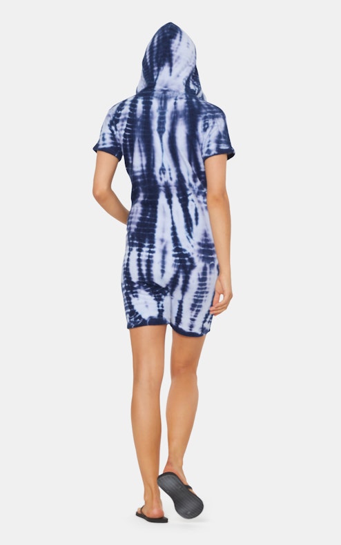 Onepiece Towel Club fitted short Jumpsuit Blue tie dye