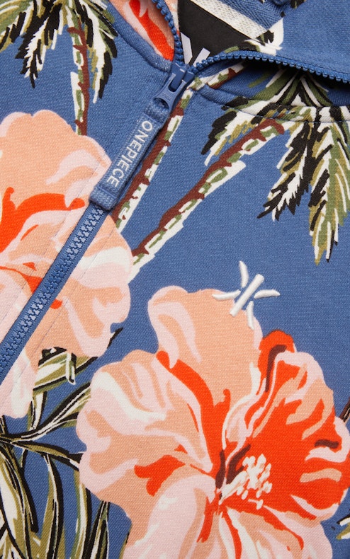 Onepiece Tropical Flamingo short jumpsuit Blue print
