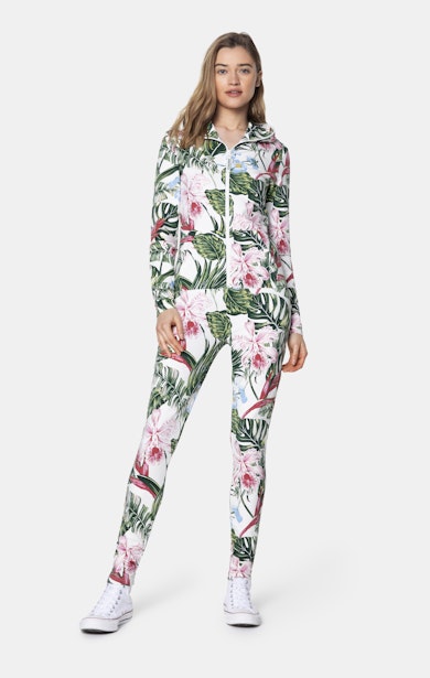 Onepiece Tropicana fitted jumpsuit Off White print